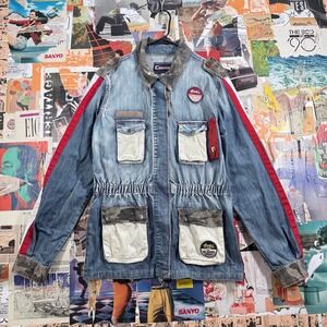Y2K Denim‎ & Camo combo Jacket from Crown Collection XL Patchwork Jean